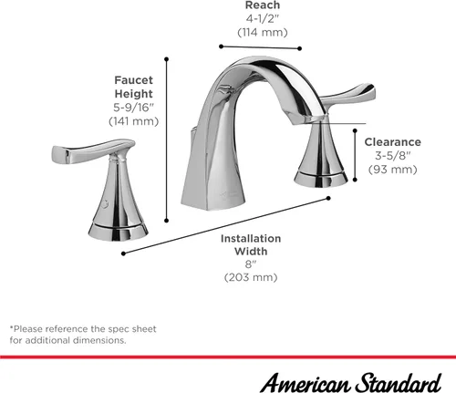 Vista 5 de American Standard 7413801.295 Chatfield - Grifo de baño con 2 manijas de 8 pulgadas, 1.2 GPM, níquel cepillado cepillado níquel