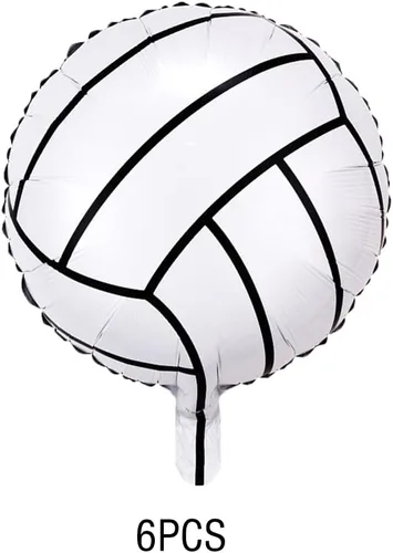 Vista 3 de Suministros para fiesta de cumpleaños de voleibol, 6 globos de aluminio de 18 pulgadas para decoraciones de fiestas temáticas de voleibol deportivo
