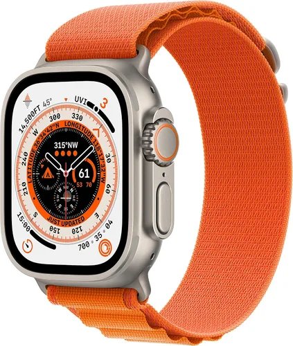 Vista 11 de Apple Watch Ultra [GPS + Celular 49mm] Caja de titanio con correa Alpine verde, pequeña (renovada)