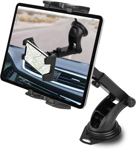 Vista 8 de Xishwon Car Dashboard & Windshield Tablet Mount Holder, 360° Rotation Window Dash Stand for iPad Pro 12.9/11/10.5/9.7/Air/Mini, Galaxy Tab