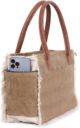 Vista 3 de CREATIVE LEATHER ART Canvas Tote Bag for Women (13 x 10 Inch)