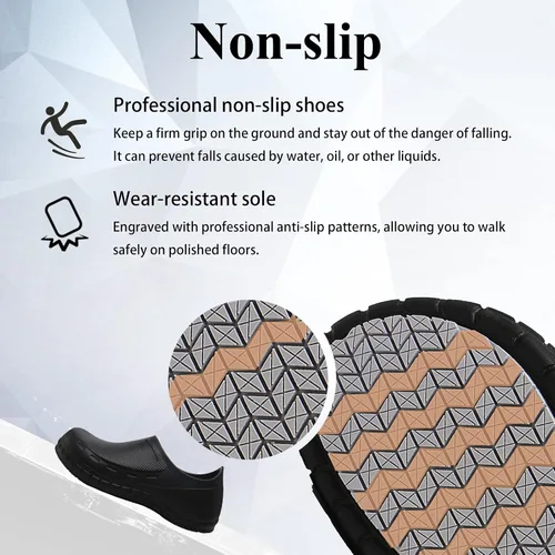 Vista 4 de Haifago Zapatos de chef antideslizantes para hombre impermeables resistentes al aceite zuecos de trabajo de cocina zapatos de servicio de alimentos