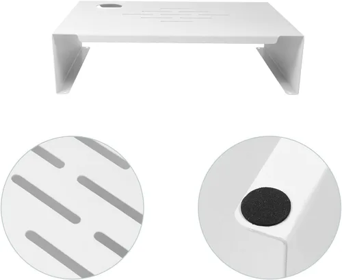 Vista 6 de NOLITOY Ergonomic Laptop Stand Riser with Storage for Desk Monitor Riser to Posture and Reduce Neck Compact White Printer Desk Bracket for Home