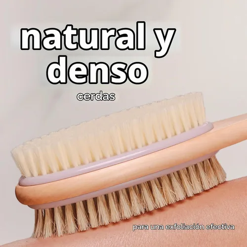 Vista 3 de MainBasics - Cepillo de ducha para espalda, lavanda, mango largo Cepillo corporal de doble cara, cerdas exfoliantes y cerdas suaves, limpieza