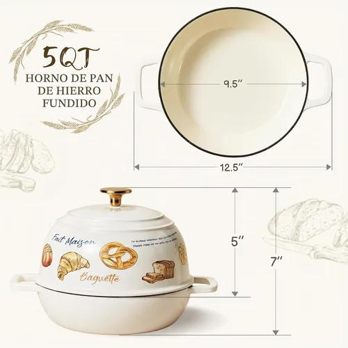 Vista 2 de CAROTE Horno holandés de hierro fundido esmaltado, olla de 5 cuartos