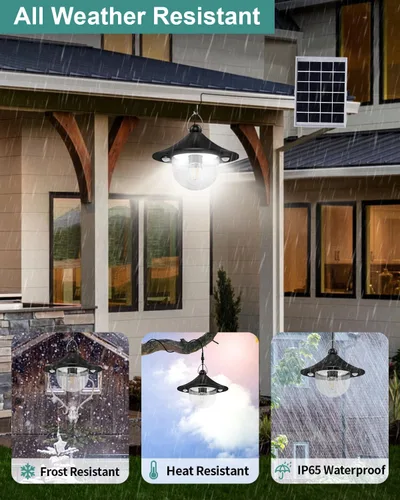 Vista 7 de AEQ - Luz solar de cobertizo para interiores y exteriores, 3000 lm, luces solares disponibles durante el día con control remoto, doble sensor