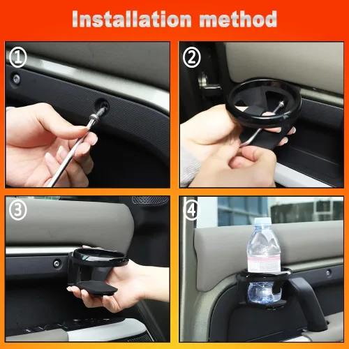 Vista 7 de AJHLJ® Portavasos de agua de coche para Land Rover Defender 90 110 130 2020-2024 2020-2024 acero al carbono negro puerta de coche soporte