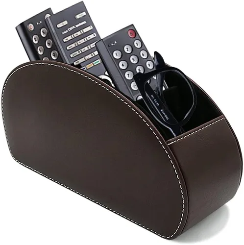 Vista 17 de Organizador de control remoto de piel con 5 compartimentos espaciosos