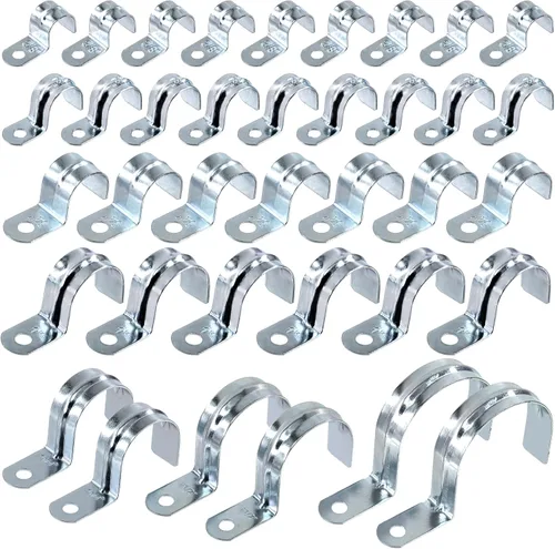 Vista 12 de Swpeet 30 piezas de 1-1/2 "(40 mm) zinc plateado un agujero EMT correa de tubo, correas de tubería U soporte de tubo abrazadera de tubo 1 agujero a