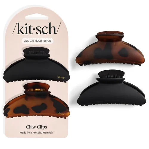 Vista 3 de Kitsch Pinzas grandes para el cabello para mujer, pinzas de plástico reciclado duraderas para peinados y peinados, sujeción segura durante todo