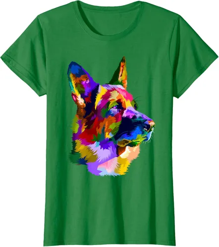Vista 33 de Camiseta con retrato de pastor alemán para dueños de perros, Negro, S