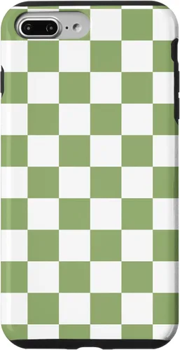 Vista 12 de Funda clásica a cuadros para iPhone 13 Pro Max, color verde salvia y blanco