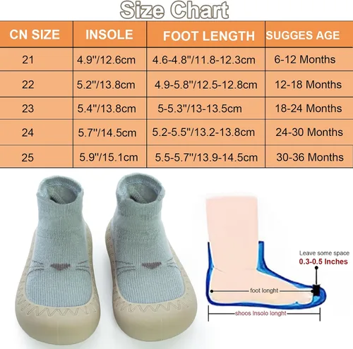 Vista 7 de 2 pares de zapatos antideslizantes estilo caroon para bebés, zapatos para niños y niñas, zapatos para caminar, zapatos de goma suave con pantuflas