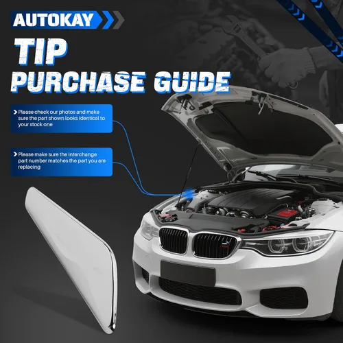 Vista 7 de AUTOKAY Guardabarros izquierdo del lado del conductor cromado emblema moldura para BMW X3 F25 X4 F26 2015-2017 guardabarros delantero cromado