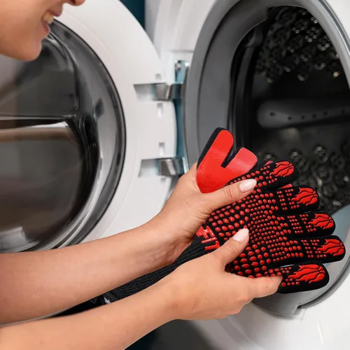 Vista 6 de Guantes para barbacoa, guantes para horno, 1472°F resistentes al calor, guantes de silicona antideslizantes para horno, cocina para cocinar, asar a