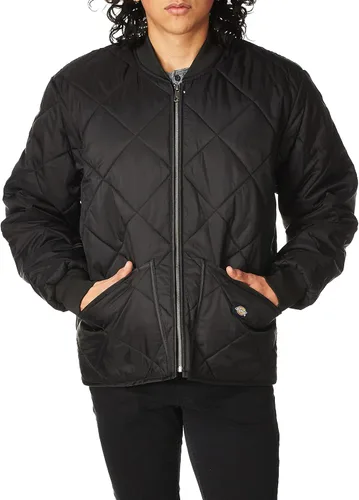Vista 2 de Dickies Chaqueta de nailon acolchada con diamantes resistente al agua para hombre, Negro