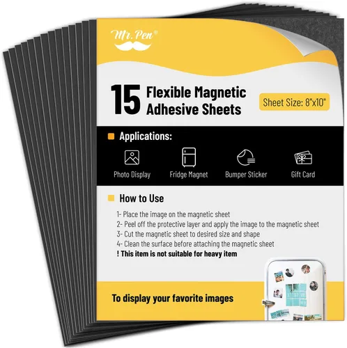 Vista 12 de Mr. Pen - Hojas magnéticas adhesivas, 2" x 3", paquete de 45, hoja magnética, papel magnético, hojas de papel magnético, hojas magnéticas