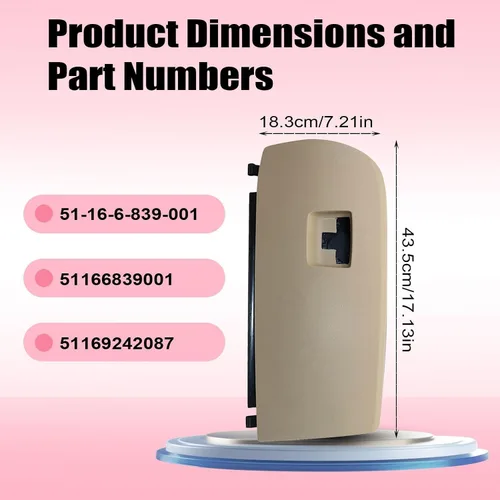 Vista 4 de NLQR Tapa Cubierta de Puerta de Guantera del Tablero de Color Beige, Compatible con BMW X3 F25 2011-2017 X4 F26 2015-2018, Reemplaza 51-16-6-839-000