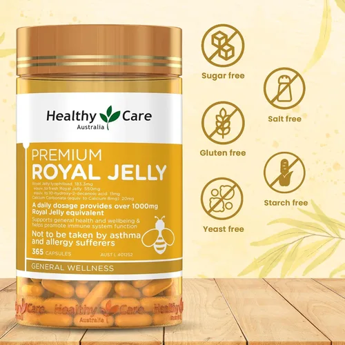 Vista 3 de Healthy Care Royal Jelly 1000 365 Cápsulas Suplementos Hecho en Australia