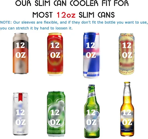 Vista 3 de 8 fundas delgadas para enfriar latas de 12 onzas para cerveza delgada y soda dura, soporte para enfriar latas altas y delgadas de neopreno colorido