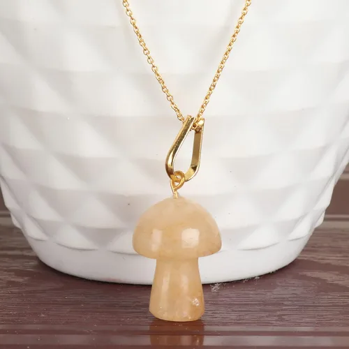 Vista 3 de GEMHUB Colgante de cristal de hongo Cristales y piedras curativas Colgante de hongo de piedras preciosas para mujeres y niñas, regalos de joyería