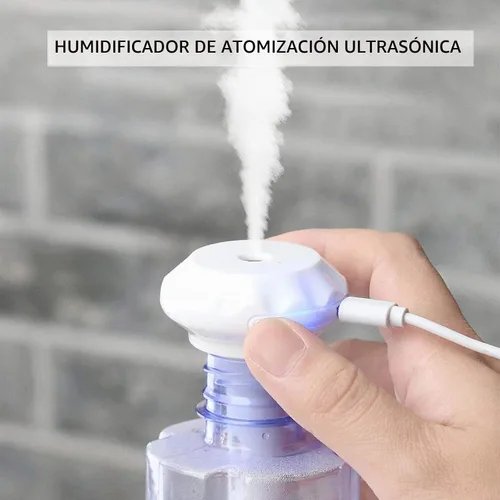 Vista 5 de Mini humidificador de botella de agua, ajustable USB Donut Mist Maker Stick Wick para viajes, dormitorio, planta de automóvil, botella personal