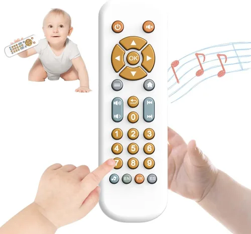 Vista 10 de Baby TV - Juguete de control remoto con luz y sonido realistas Baby TV Remote Control Toy with Music - English, French and Spanish 3 Language for