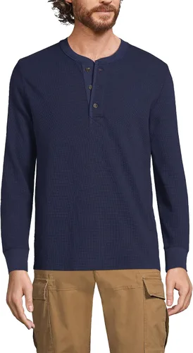 Vista 2 de Lands' End Comfort First Thermal Waffle Henley de manga larga para hombre