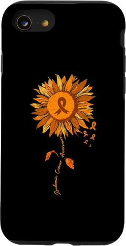 Vista 18 de Funda para iPhone 17 con cinta naranja y girasol de conciencia sobre la leucemia