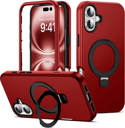 Vista 55 de Funda compatible con iPhone 13 y 14 de 6.1 pulgadas con soporte de anillo magnético [protección militar contra caídas] [compatible con Mag-Safe]