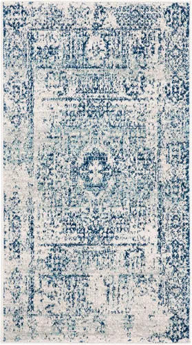 Vista 11 de SAFAVIEH Evoke Collection EVK260T Medallón oriental envejecido de 2'2" x 4', color marfil y negro, no desprende pelusa, alfombra de acento para sala