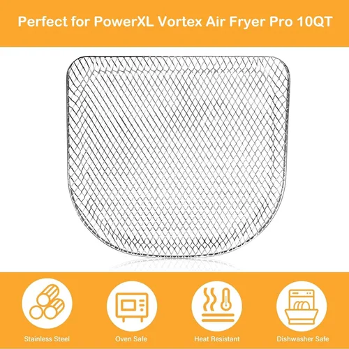 Vista 6 de ALJ Estantes mejorados para freidora de aire PowerXL Vortex Pro de 10 cuartos de galón, freidora de aire, estilo malla, bandeja de alimentos