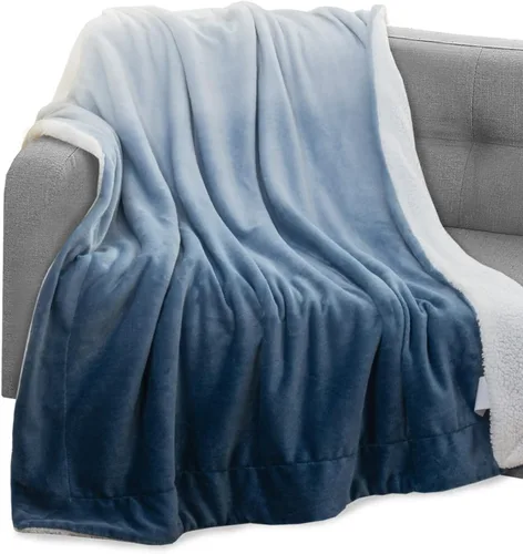 Vista 42 de Elegant Comfort Manta, Manta Reversible de Franela Sherpa, Ultra-Suave, Mullida, Acogedora y Afelpada - Manta Decorativa Ligera para Todas las Gris