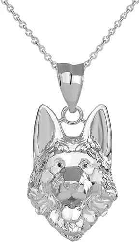 Vista 4 de Collar con colgante de cabeza de perro pastor alemán de oro de 14 quilates