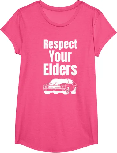 Vista 56 de Divertido regalo de auto para chicos – Respect Your Elders Classic Muscle Car Camiseta, Negro, S