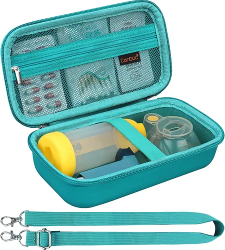 Vista 9 de Canboc Estuche de transporte de viaje para inhalador de asma, espaciador de mano para adultos y niños, máscaras, estuche rígido para inhaladores