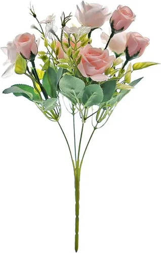 Vista 9 de Tableclothsfactory 4 arbustos Ramo de novia de seda artificial de 12 pulgadas, color oro rosa, flores sintéticas