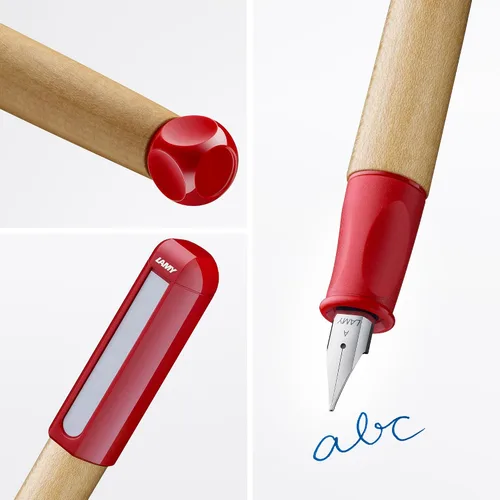 Vista 2 de LAMY ABC RED - Pluma estilográfica apta para niños para escribir principiantes con agarre ergonómico y punta de acero pulido en tamaño A - Madera