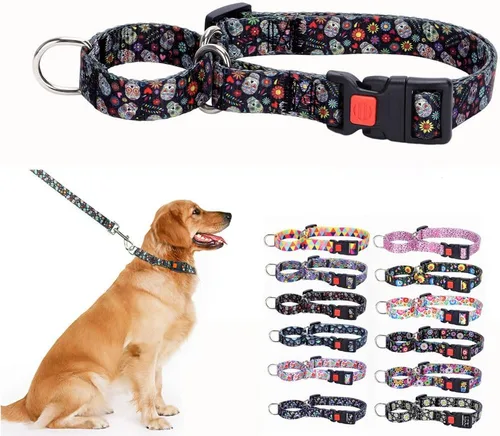 Vista 12 de Collar Martingale para perros con hebilla, antideslizante, a prueba de escapes, collares limitados para mascotas, cierre a presión con cierre