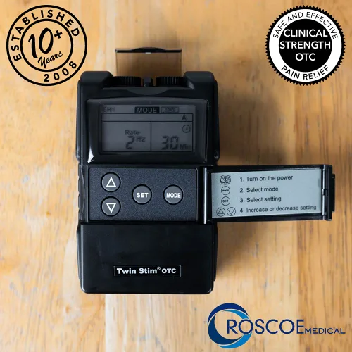 Vista 4 de Roscoe Medical Unidad TENS y Estimulador Muscular EMS, Twin Stim, Máquina TENS OTC para Alivio del Dolor de Espalda Baja, Dolor de Cuello o Alivio