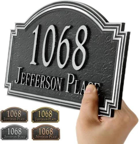 Vista 18 de Placa de dirección personalizada, placa de letrero de número de casa tallada a mano, números de dirección personalizados para entrada exterior