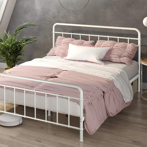 Vista 14 de Zinus Leonardo - Marco de cama con plataforma de metal, cabecero victoriano, tamaño individual Heavy Duty Bed Base, Ample Underbed Storage Space