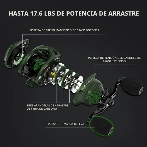Vista 5 de KastKing Spartacus II Baitcasting Fishing Reel, 6oz Ultralight Baitcaster Reel, Super Smooth with 17.6 LB Carbon Fiber Drag, 7.2:1 Gear Ratio, 39mm