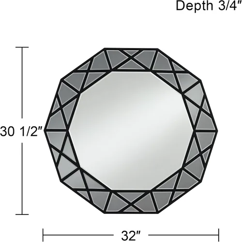 Vista 4 de Noble Park Allamande Decagon - Espejo decorativo de pared para tocador, espejo de pared moderno de vidrio biselado de humo mate, marco de madera