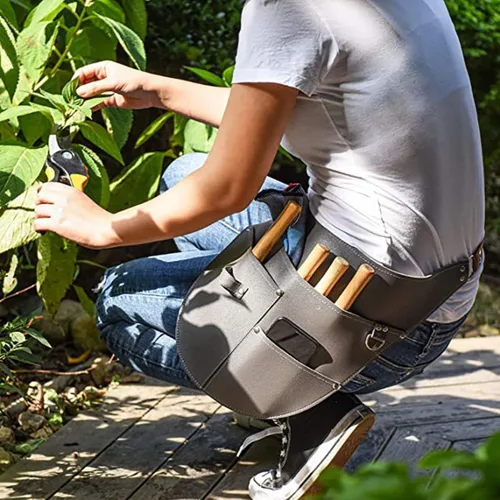 Vista 5 de Funda para cinturón de herramientas de jardín, bolsa de herramientas ajustable con bolsillos, regalo de jardinería para jardinero Verde negruzco