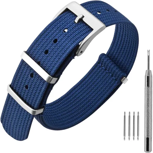 Vista 19 de ANNEFIT - Correa de reloj de nailon de 16mm 18mm 20mm 22mm, correas de reloj militares impermeables de una pieza con hebilla resistente