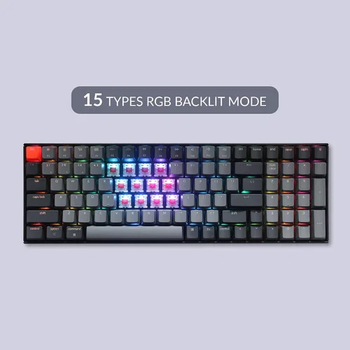 Vista 7 de Keychron K4 96 Layout 100 teclas inalámbrico Bluetooth 51teclado mecánico USB para juegos con interruptor Gateron G Pro rojo retroiluminación RGB