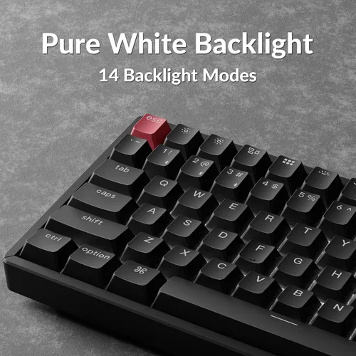 Vista 4 de Keychron K2 75% Layout QMK Teclado mecánico con opciones inalámbricas y con cable Interruptor Super Banana, marco de aluminio con retroiluminación