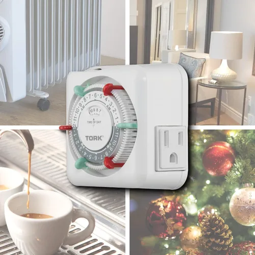 Vista 4 de NSi Industries TORK RTN312 temporizador mecánico de enchufe para interiores, resistente, de 15 A, con programación de 24 horas – con interruptores