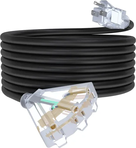 Vista 17 de Cable de extensión de calibre 12 de 2 pies con 3 salidas Paquete de 3 cables de extensión resistentes al agua para exteriores con extremo Negro